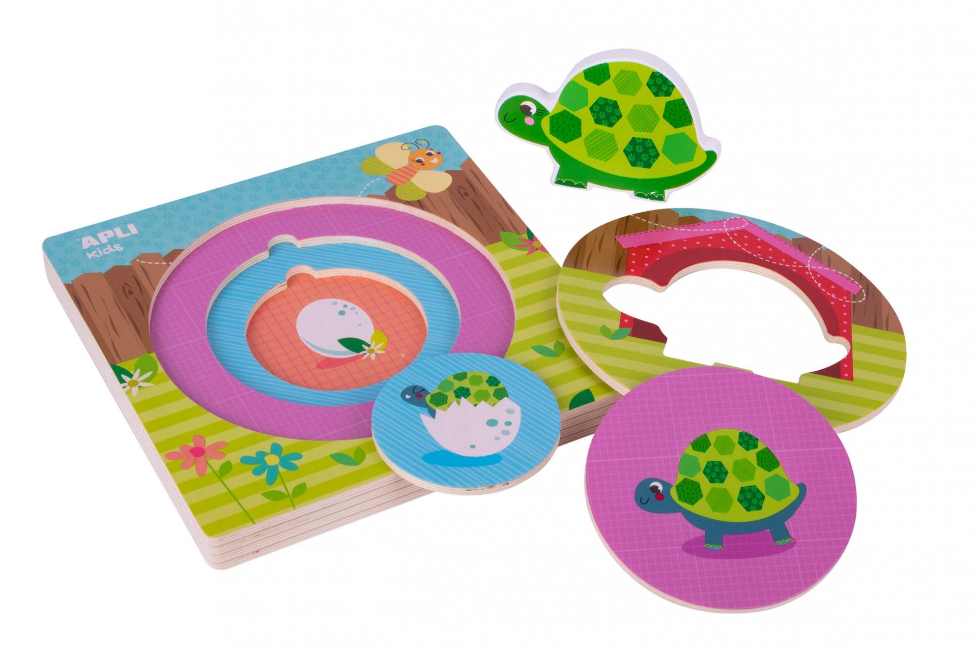 Puzzle de Madeira em Camadas – Galinha ou Tartaruga | Apli kids