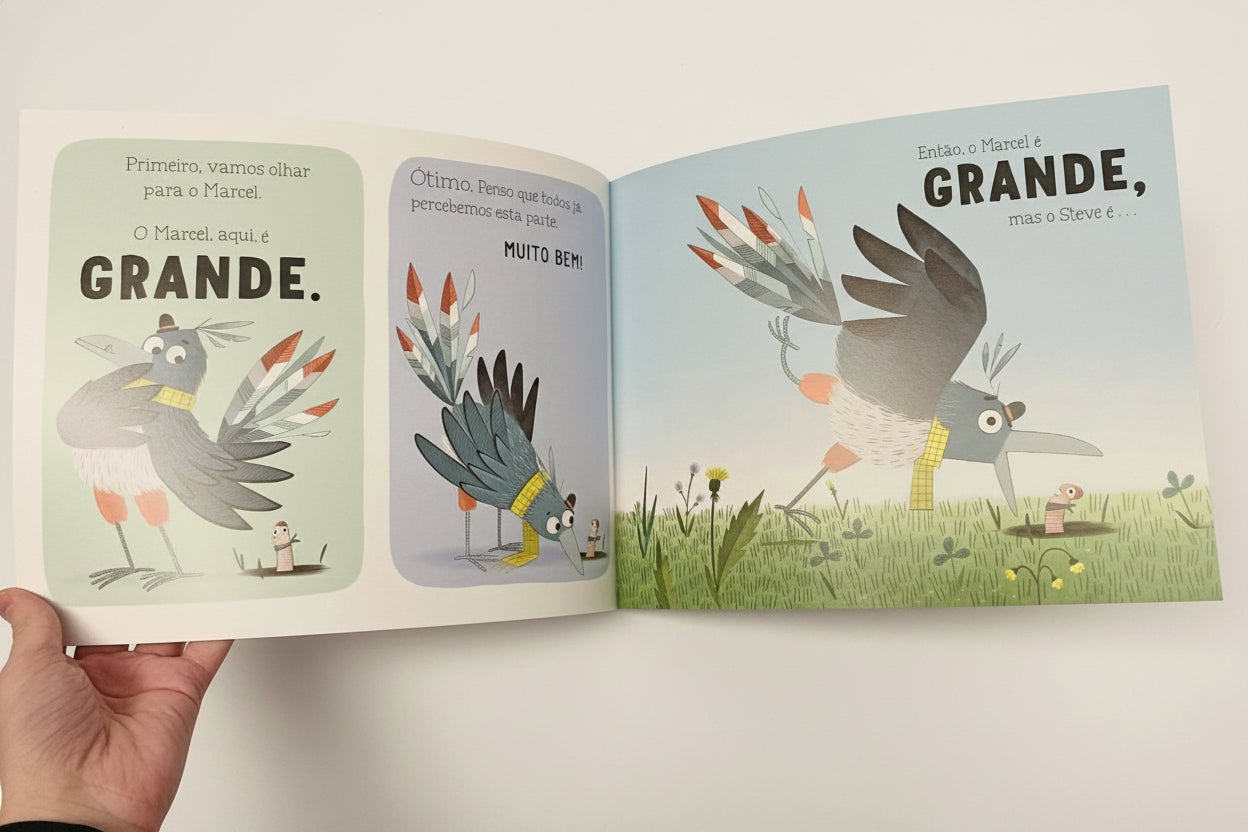 interior do livro sobre tamanhos "Quem comeu o Steve?"