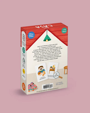 Verso da Caixa do jogo de Caça ao Tesouro Procura e Encontra em Casa da The Happy Gang