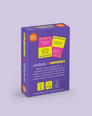 verso da caixa do jogo de Verdade ou Consequência para Crianças da The Happy Gang